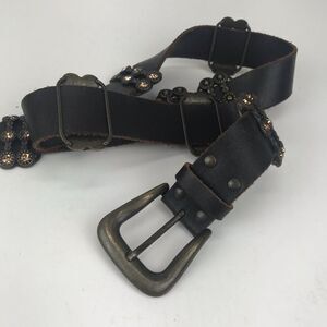 Women's Brown Leather Belt Embellished